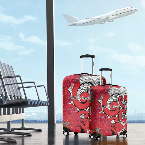 Personalised New Zealand Koru Pohutukawa Luggage Cover Meri Kirihimete Aroha for Christmas - Aussie Hoodie