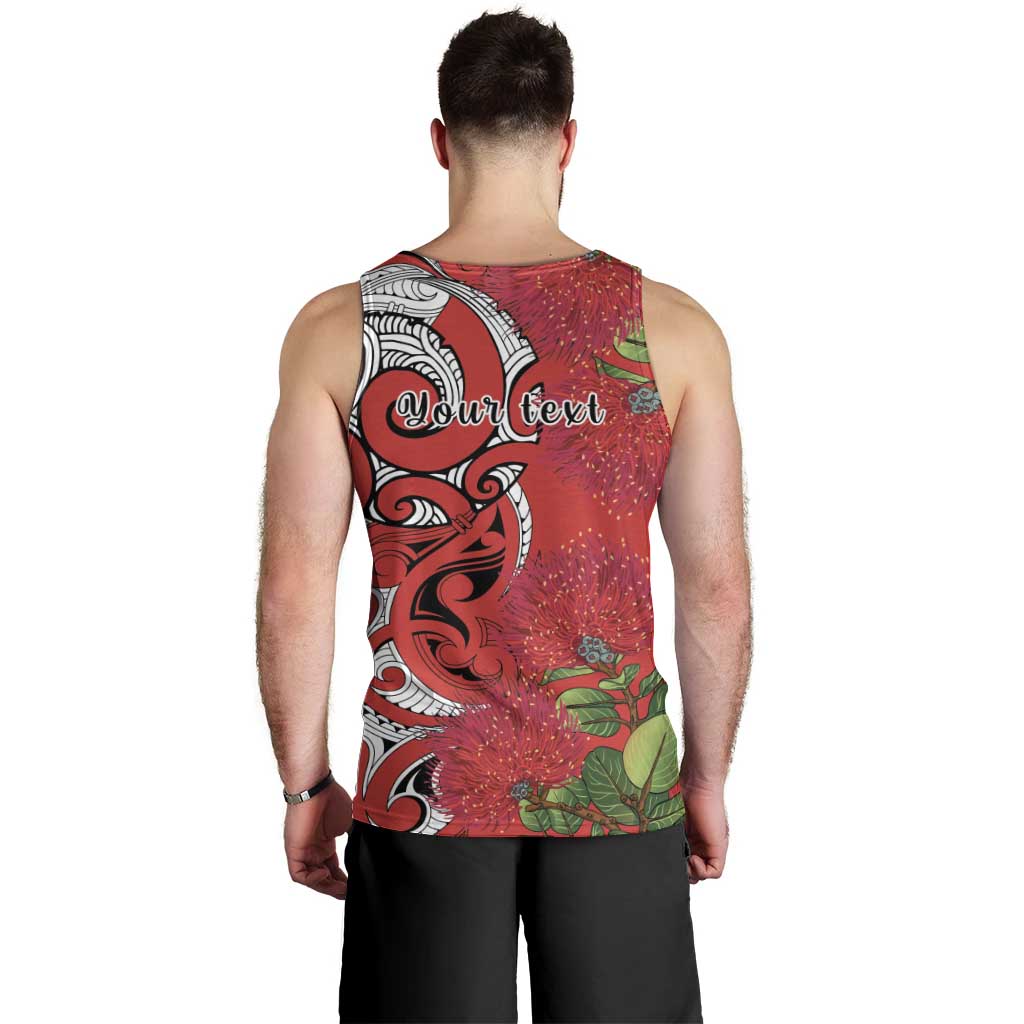 Personalised New Zealand Koru Pohutukawa Men Tank Top Meri Kirihimete Aroha for Christmas - Aussie Hoodie