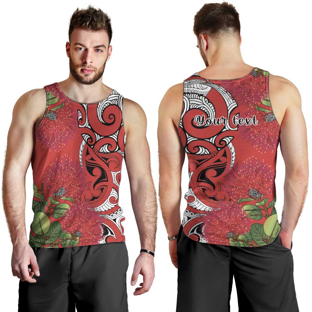 Personalised New Zealand Koru Pohutukawa Men Tank Top Meri Kirihimete Aroha for Christmas - Aussie Hoodie