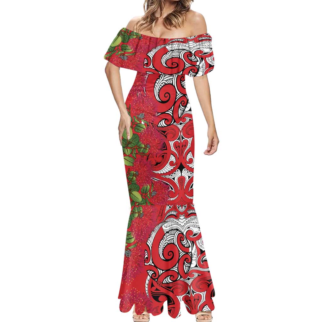 Personalised New Zealand Koru Pohutukawa Mermaid Dress Meri Kirihimete Aroha for Christmas - Aussie Hoodie