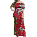 Personalised New Zealand Koru Pohutukawa Off Shoulder Maxi Dress Meri Kirihimete Aroha for Christmas - Aussie Hoodie