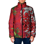Personalised New Zealand Koru Pohutukawa Padded Jacket Meri Kirihimete Aroha for Christmas - Aussie Hoodie