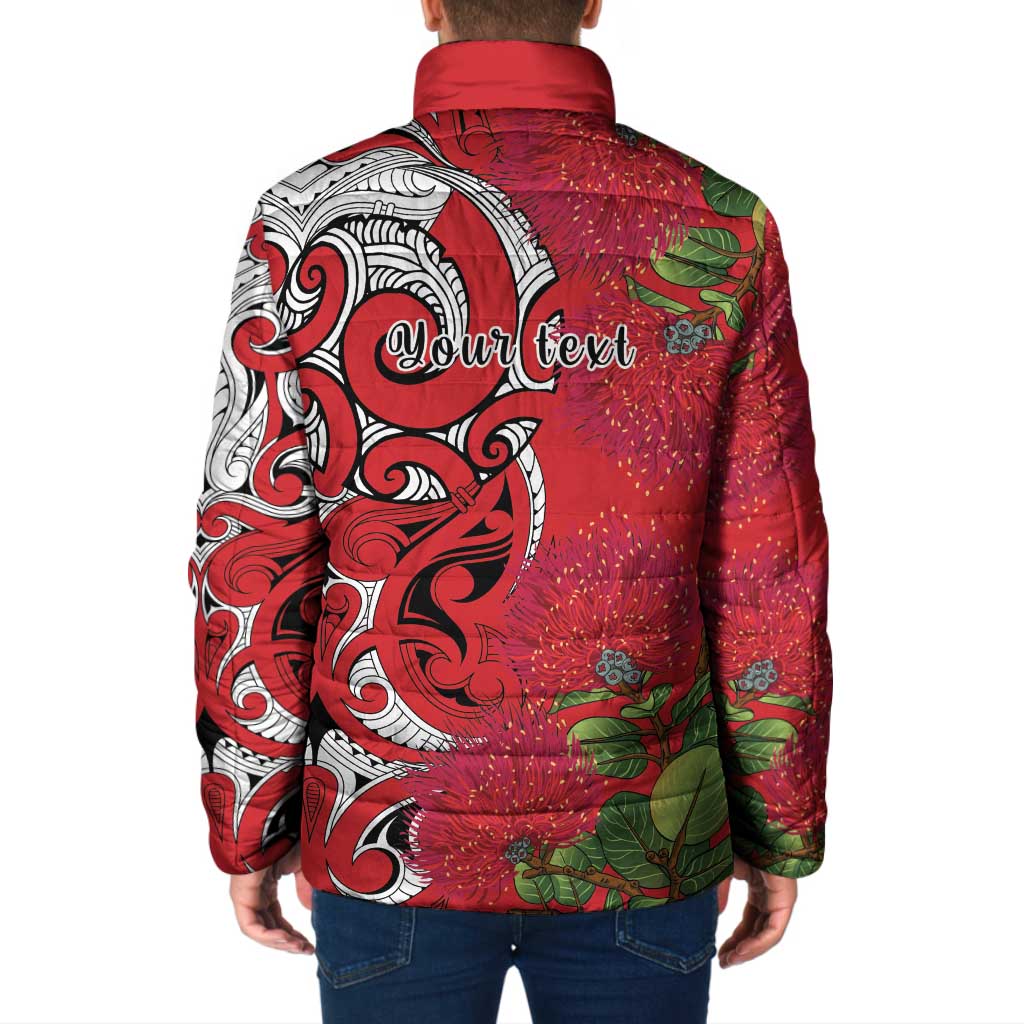 Personalised New Zealand Koru Pohutukawa Padded Jacket Meri Kirihimete Aroha for Christmas - Aussie Hoodie