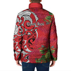 Personalised New Zealand Koru Pohutukawa Padded Jacket Meri Kirihimete Aroha for Christmas - Aussie Hoodie