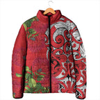 Personalised New Zealand Koru Pohutukawa Padded Jacket Meri Kirihimete Aroha for Christmas - Aussie Hoodie