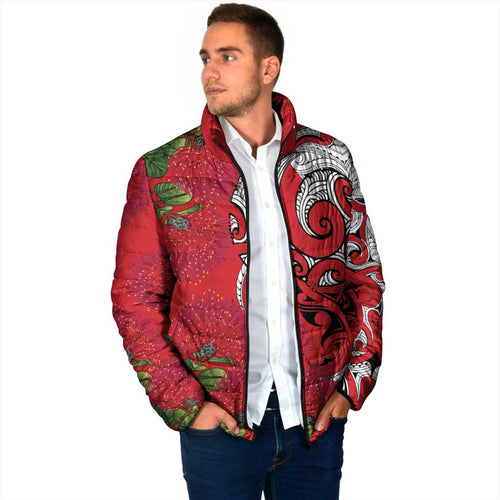 Personalised New Zealand Koru Pohutukawa Padded Jacket Meri Kirihimete Aroha for Christmas - Aussie Hoodie