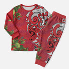 Personalised New Zealand Koru Pohutukawa Christmas Pajama Set Meri Kirihimete Aroha for Christmas - Aussie Hoodie