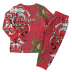 Personalised New Zealand Koru Pohutukawa Christmas Pajama Set Meri Kirihimete Aroha for Christmas - Aussie Hoodie