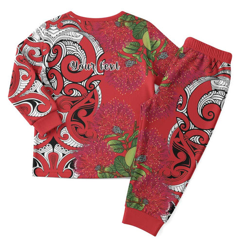 Personalised New Zealand Koru Pohutukawa Christmas Pajama Set Meri Kirihimete Aroha for Christmas - Aussie Hoodie