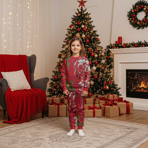 Personalised New Zealand Koru Pohutukawa Christmas Pajama Set Meri Kirihimete Aroha for Christmas - Aussie Hoodie