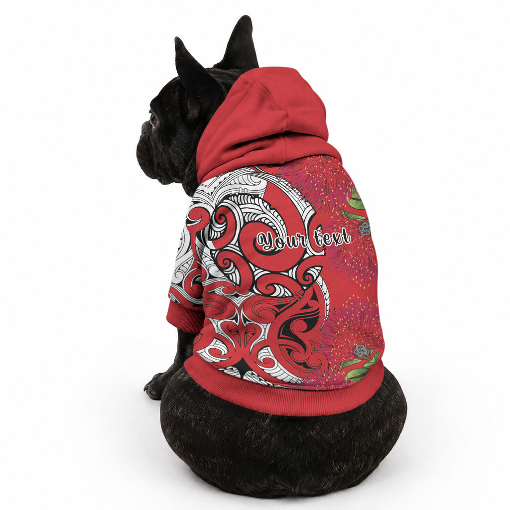 Personalised New Zealand Koru Pohutukawa Pet Hoodie Meri Kirihimete Aroha for Christmas