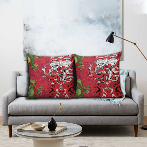 Personalised New Zealand Koru Pohutukawa Pillow Cover Meri Kirihimete Aroha for Christmas - Aussie Hoodie