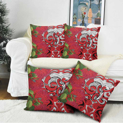 Personalised New Zealand Koru Pohutukawa Pillow Cover Meri Kirihimete Aroha for Christmas - Aussie Hoodie