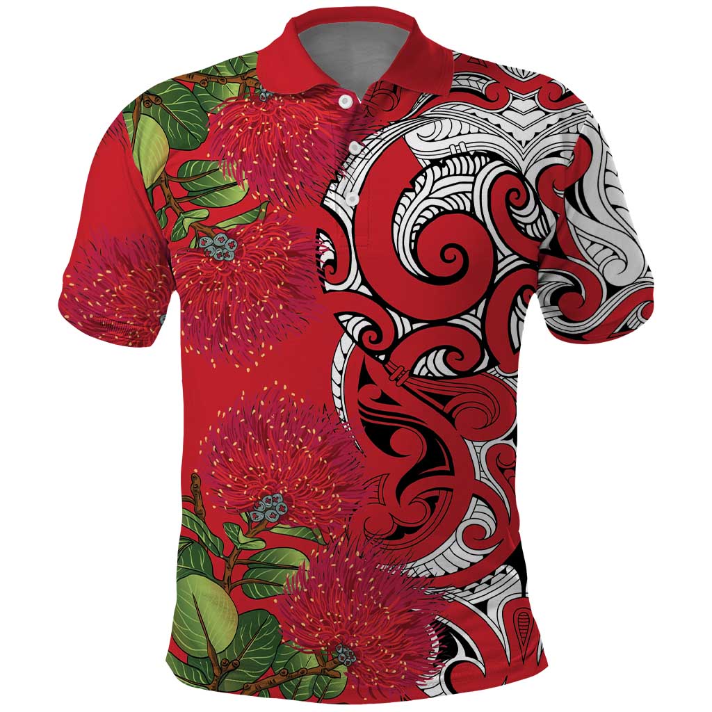 Personalised New Zealand Koru Pohutukawa Polo Shirt Meri Kirihimete Aroha for Christmas - Aussie Hoodie