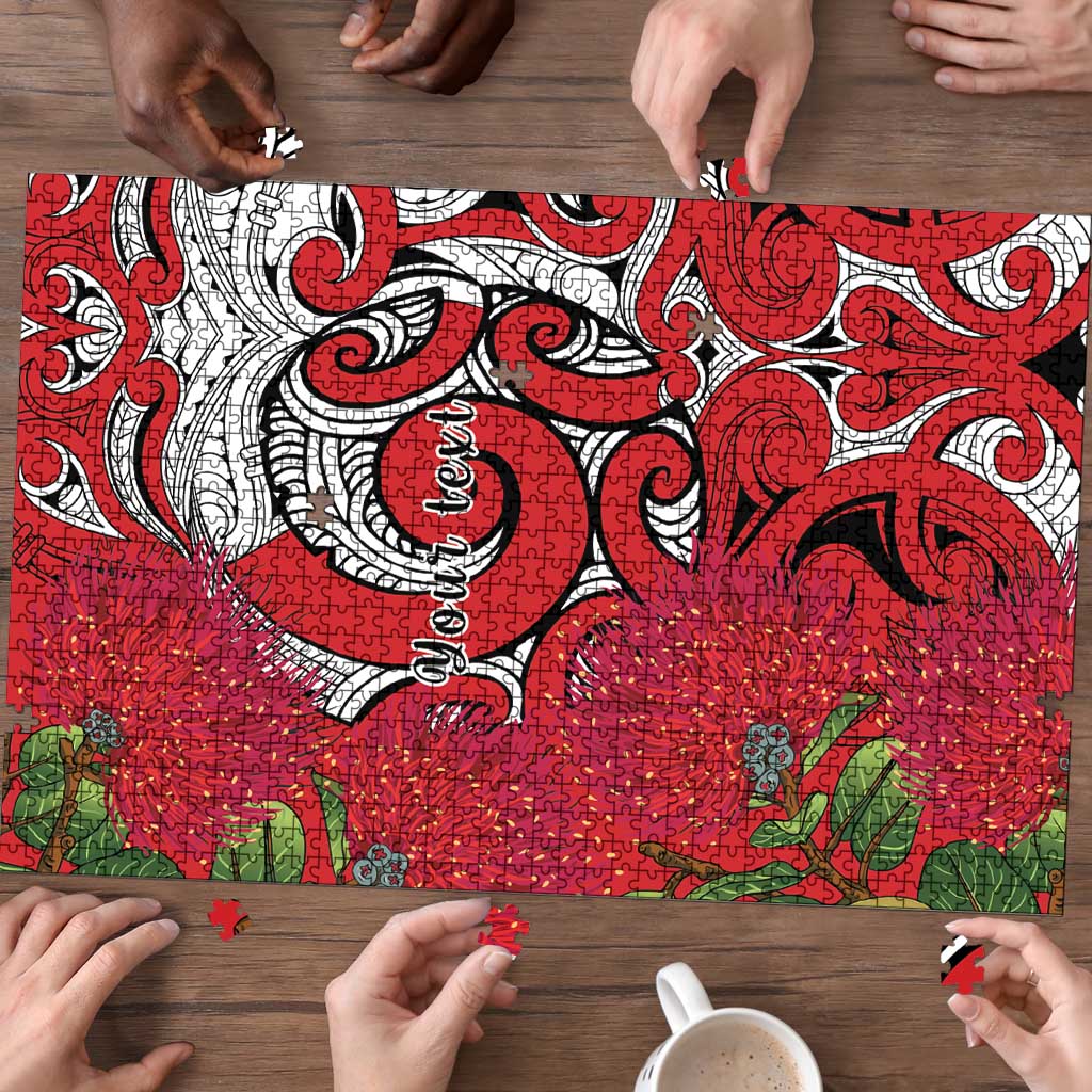 Personalised New Zealand Koru Pohutukawa Puzzle Meri Kirihimete Aroha for Christmas - Aussie Hoodie