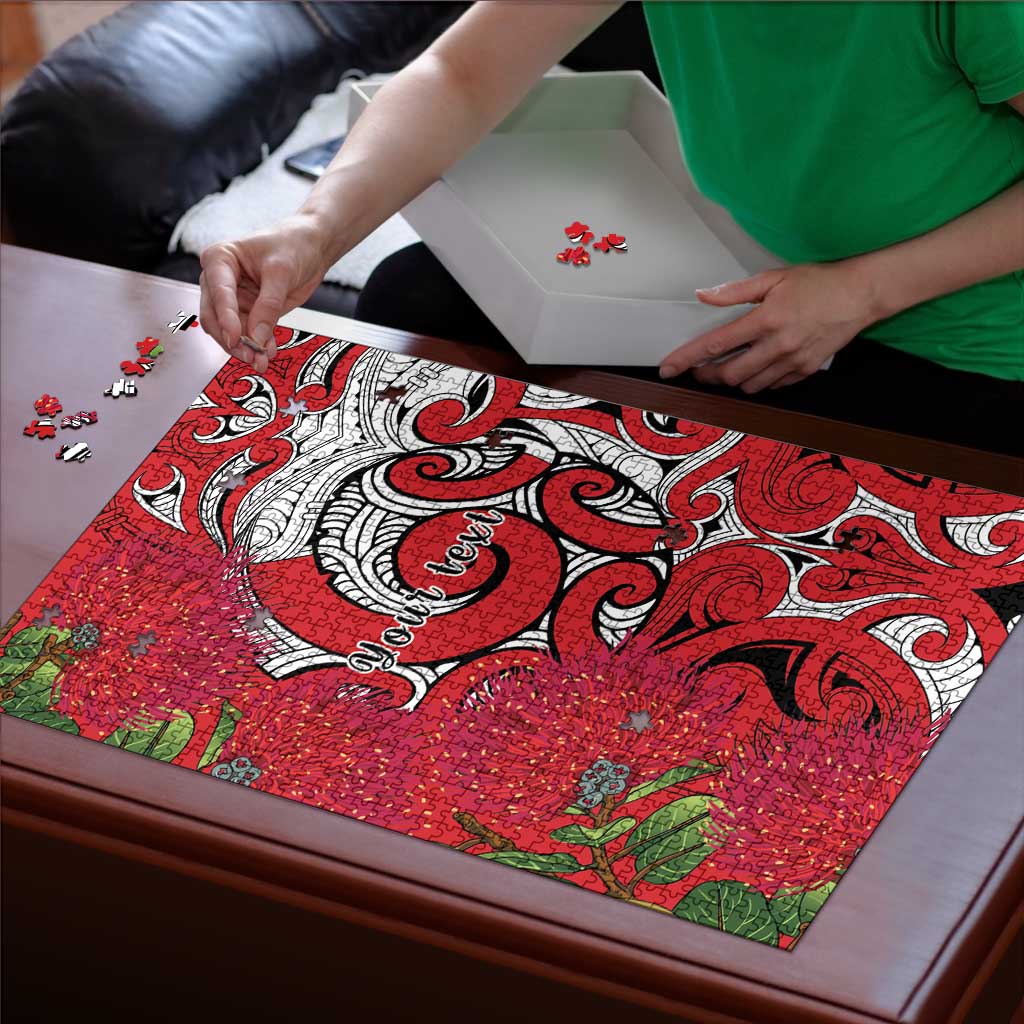 Personalised New Zealand Koru Pohutukawa Puzzle Meri Kirihimete Aroha for Christmas - Aussie Hoodie