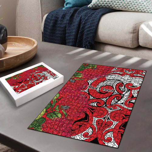Personalised New Zealand Koru Pohutukawa Puzzle Meri Kirihimete Aroha for Christmas - Aussie Hoodie