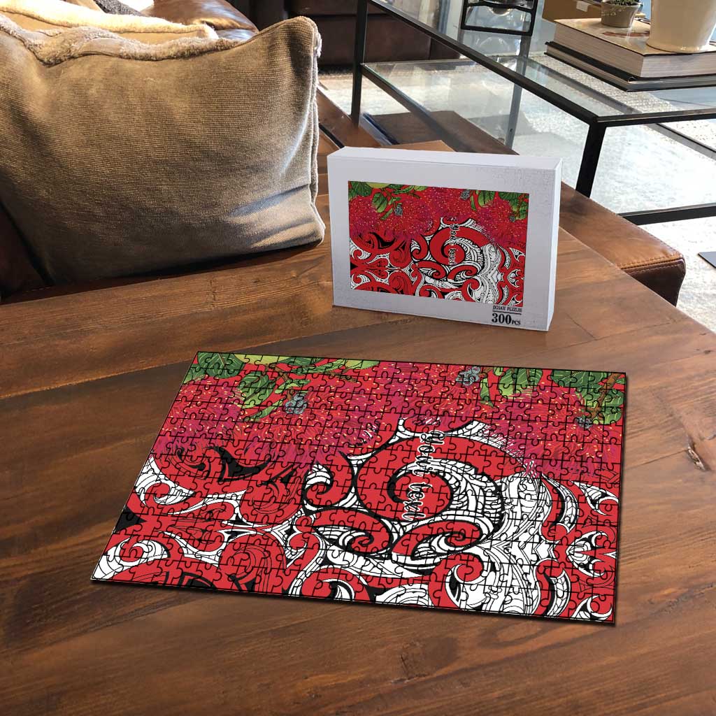 Personalised New Zealand Koru Pohutukawa Puzzle Meri Kirihimete Aroha for Christmas - Aussie Hoodie