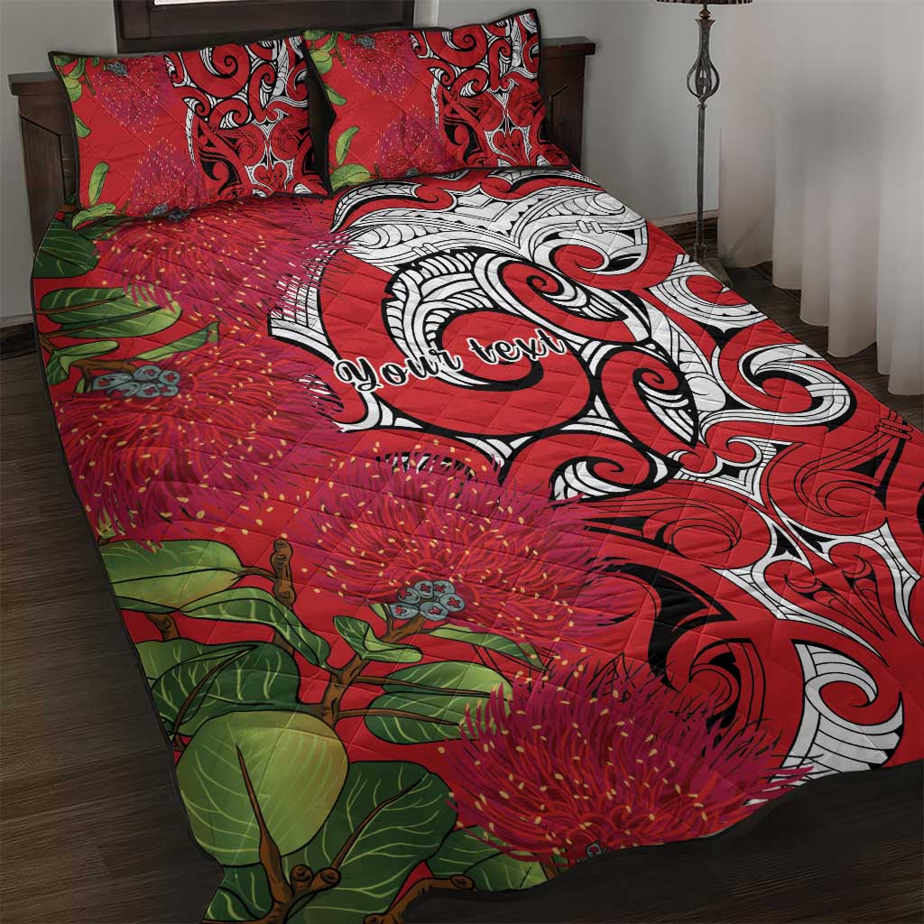 Personalised New Zealand Koru Pohutukawa Quilt Bed Set Meri Kirihimete Aroha for Christmas - Aussie Hoodie