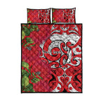 Personalised New Zealand Koru Pohutukawa Quilt Bed Set Meri Kirihimete Aroha for Christmas - Aussie Hoodie