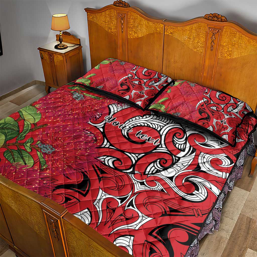 Personalised New Zealand Koru Pohutukawa Quilt Bed Set Meri Kirihimete Aroha for Christmas - Aussie Hoodie