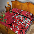 Personalised New Zealand Koru Pohutukawa Quilt Bed Set Meri Kirihimete Aroha for Christmas - Aussie Hoodie