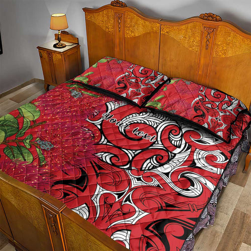 Personalised New Zealand Koru Pohutukawa Quilt Bed Set Meri Kirihimete Aroha for Christmas - Aussie Hoodie