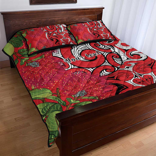 Personalised New Zealand Koru Pohutukawa Quilt Bed Set Meri Kirihimete Aroha for Christmas - Aussie Hoodie