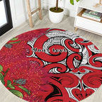 Personalised New Zealand Koru Pohutukawa Round Carpet Meri Kirihimete Aroha for Christmas - Aussie Hoodie