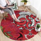 Personalised New Zealand Koru Pohutukawa Round Carpet Meri Kirihimete Aroha for Christmas - Aussie Hoodie