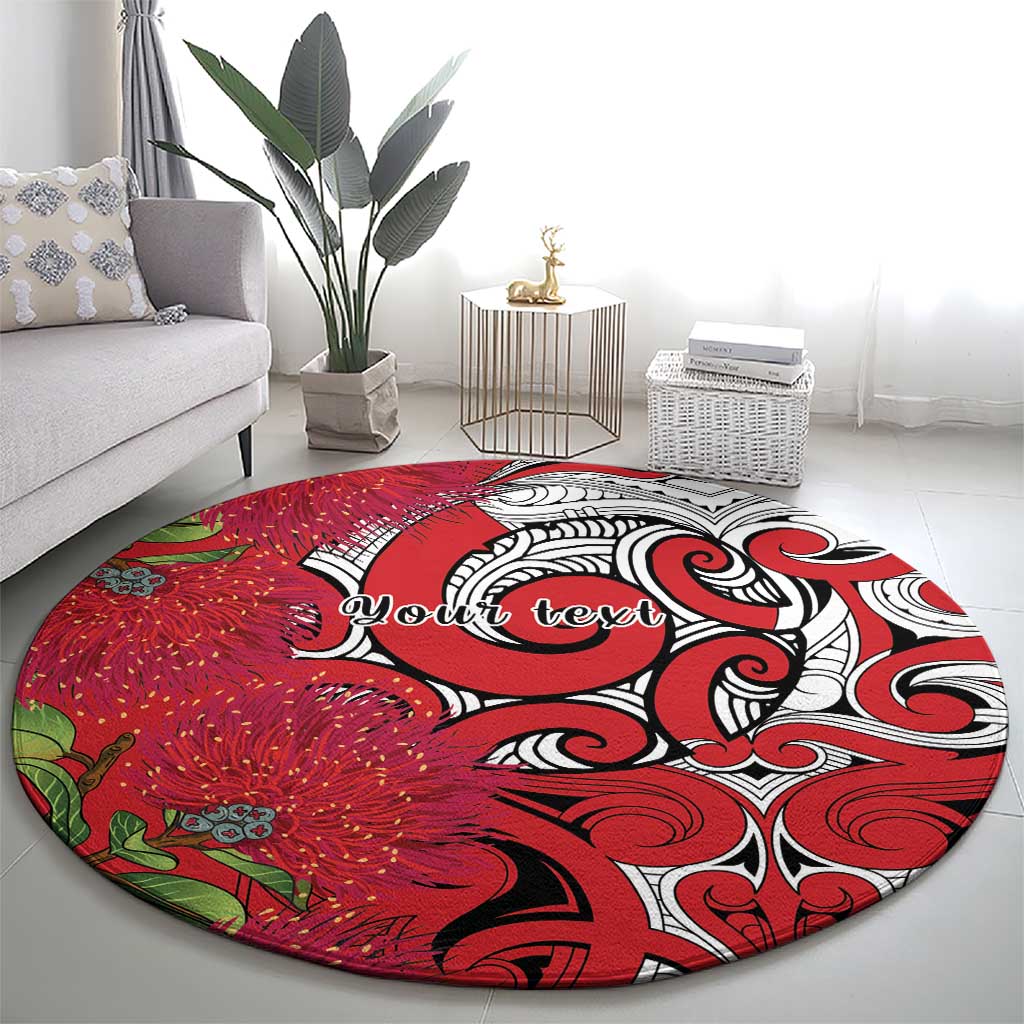 Personalised New Zealand Koru Pohutukawa Round Carpet Meri Kirihimete Aroha for Christmas - Aussie Hoodie