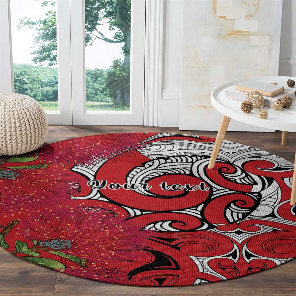 Personalised New Zealand Koru Pohutukawa Round Carpet Meri Kirihimete Aroha for Christmas - Aussie Hoodie
