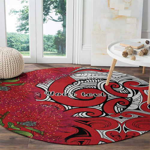 Personalised New Zealand Koru Pohutukawa Round Carpet Meri Kirihimete Aroha for Christmas - Aussie Hoodie