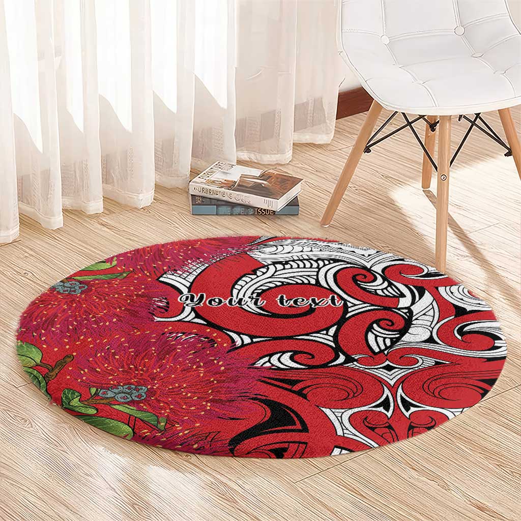 Personalised New Zealand Koru Pohutukawa Round Carpet Meri Kirihimete Aroha for Christmas - Aussie Hoodie