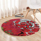 Personalised New Zealand Koru Pohutukawa Round Carpet Meri Kirihimete Aroha for Christmas - Aussie Hoodie