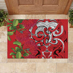 Personalised New Zealand Koru Pohutukawa Rubber Doormat Meri Kirihimete Aroha for Christmas - Aussie Hoodie