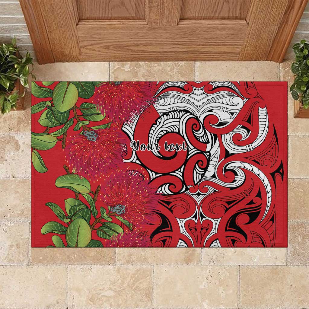 Personalised New Zealand Koru Pohutukawa Rubber Doormat Meri Kirihimete Aroha for Christmas - Aussie Hoodie