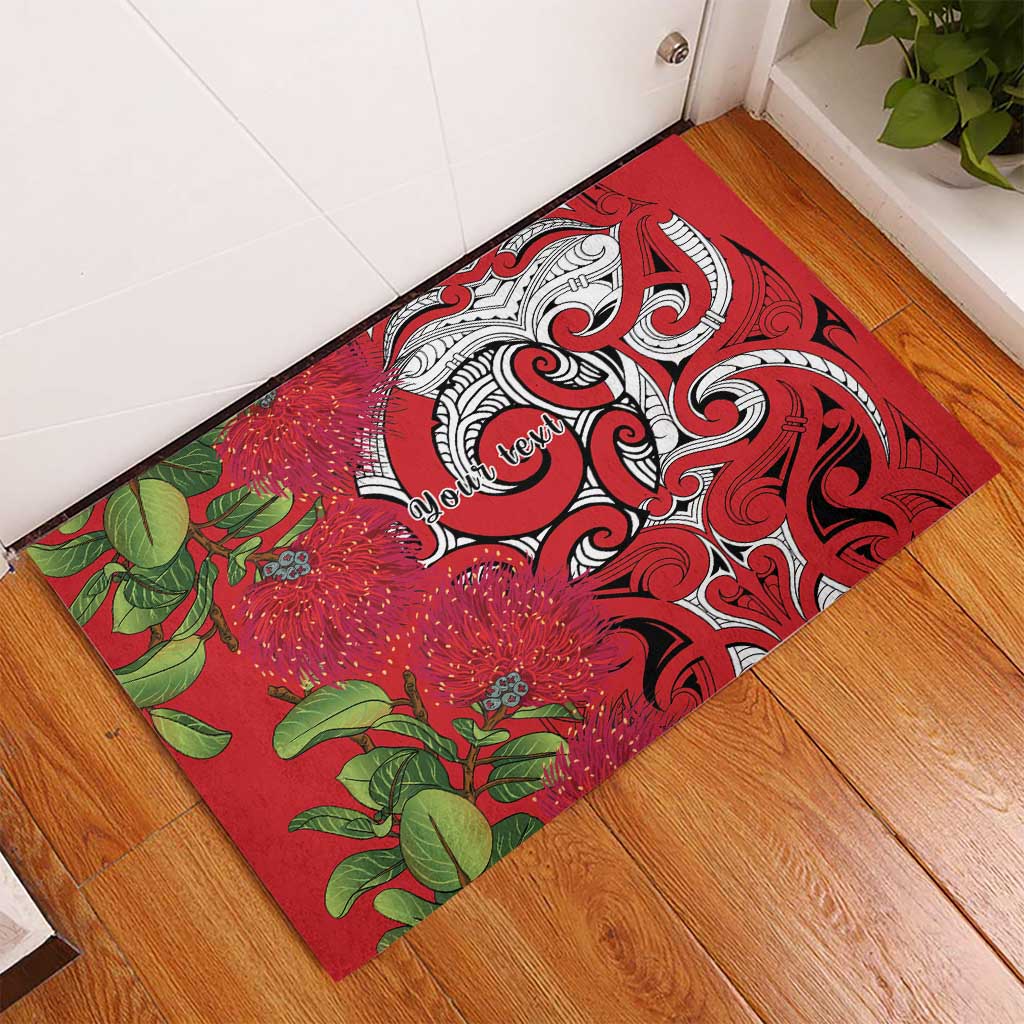 Personalised New Zealand Koru Pohutukawa Rubber Doormat Meri Kirihimete Aroha for Christmas - Aussie Hoodie