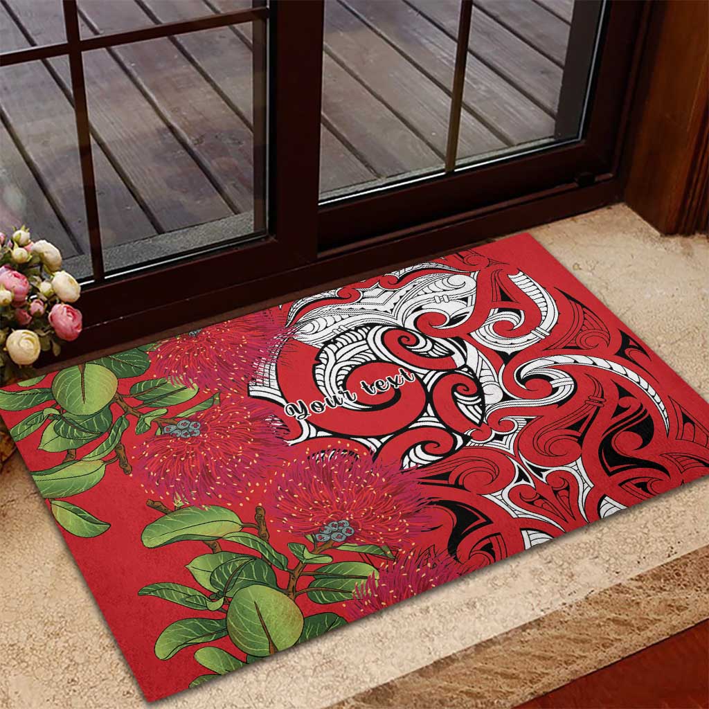 Personalised New Zealand Koru Pohutukawa Rubber Doormat Meri Kirihimete Aroha for Christmas - Aussie Hoodie