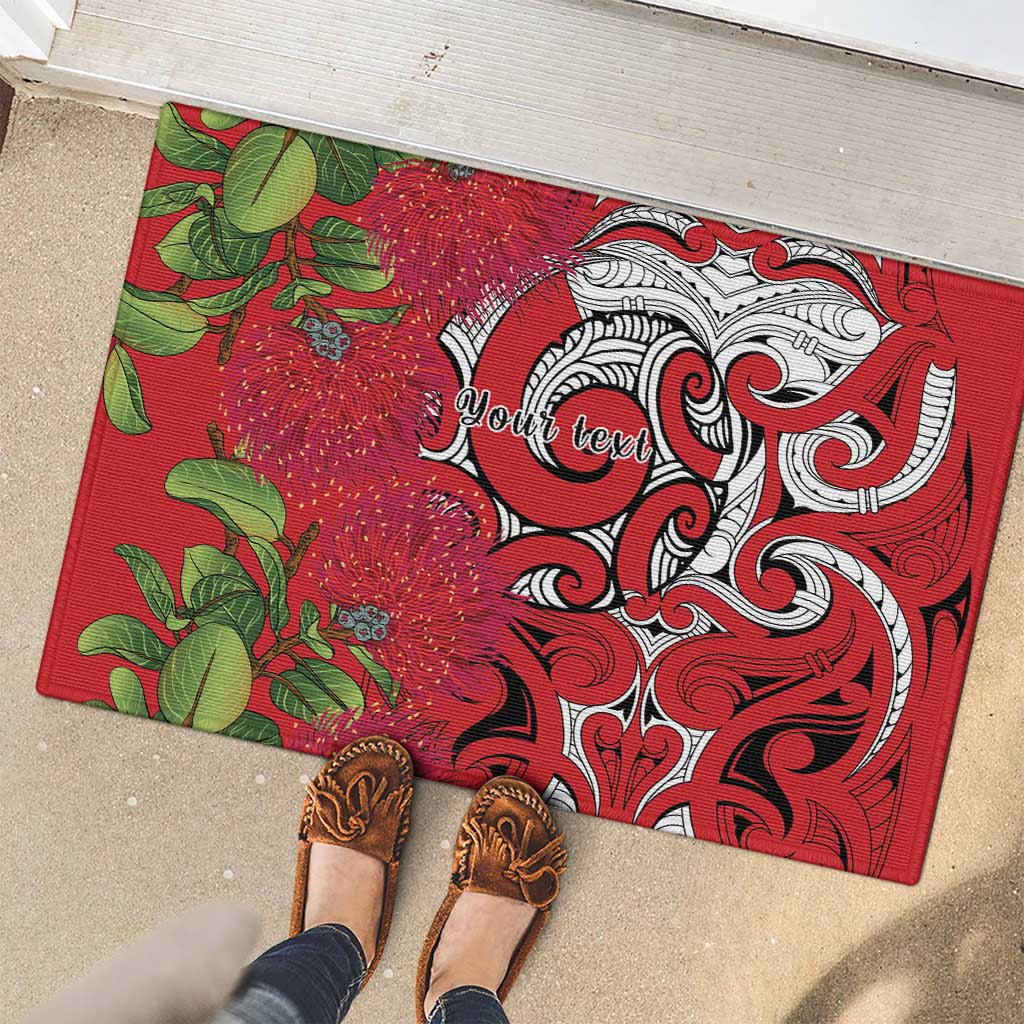 Personalised New Zealand Koru Pohutukawa Rubber Doormat Meri Kirihimete Aroha for Christmas - Aussie Hoodie