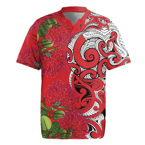 Personalised New Zealand Koru Pohutukawa Rugby Jersey Meri Kirihimete Aroha for Christmas - Aussie Hoodie