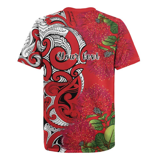 Personalised New Zealand Koru Pohutukawa Rugby Jersey Meri Kirihimete Aroha for Christmas - Aussie Hoodie