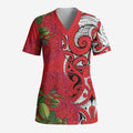 Personalised New Zealand Koru Pohutukawa Scrub Top Meri Kirihimete Aroha for Christmas - Aussie Hoodie