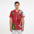 Personalised New Zealand Koru Pohutukawa Scrub Top Meri Kirihimete Aroha for Christmas - Aussie Hoodie