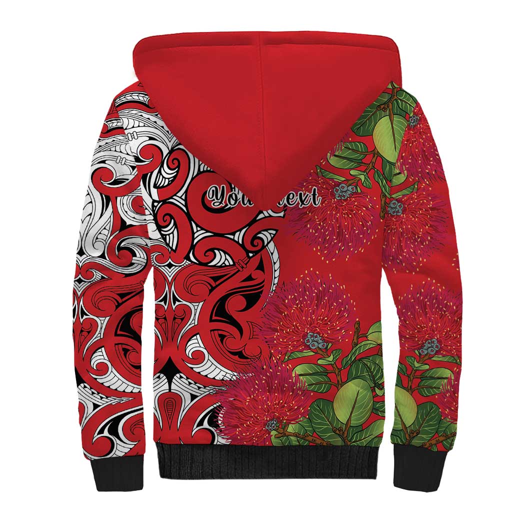 Personalised New Zealand Koru Pohutukawa Sherpa Hoodie Meri Kirihimete Aroha for Christmas - Aussie Hoodie