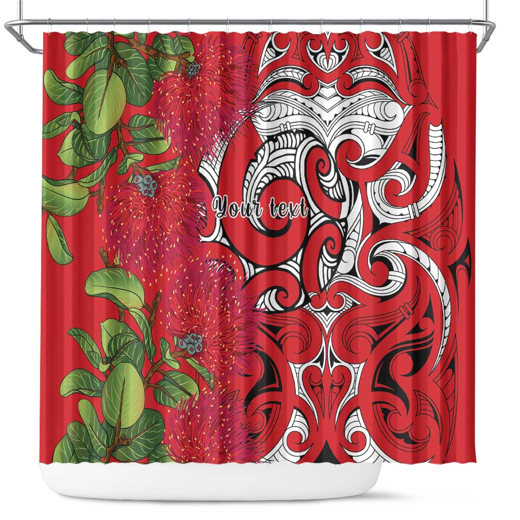 Personalised New Zealand Koru Pohutukawa Shower Curtain Meri Kirihimete Aroha for Christmas - Aussie Hoodie