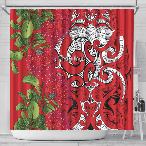 Personalised New Zealand Koru Pohutukawa Shower Curtain Meri Kirihimete Aroha for Christmas - Aussie Hoodie