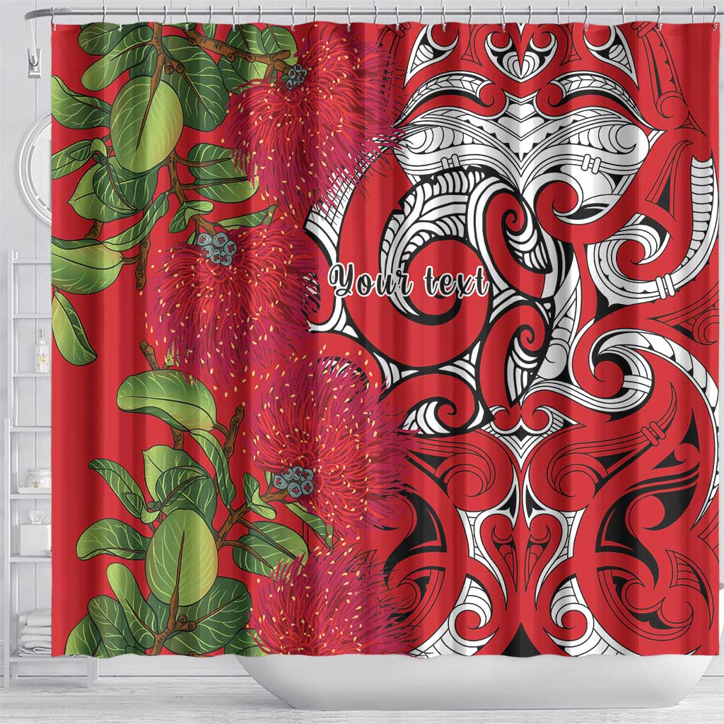 Personalised New Zealand Koru Pohutukawa Shower Curtain Meri Kirihimete Aroha for Christmas - Aussie Hoodie