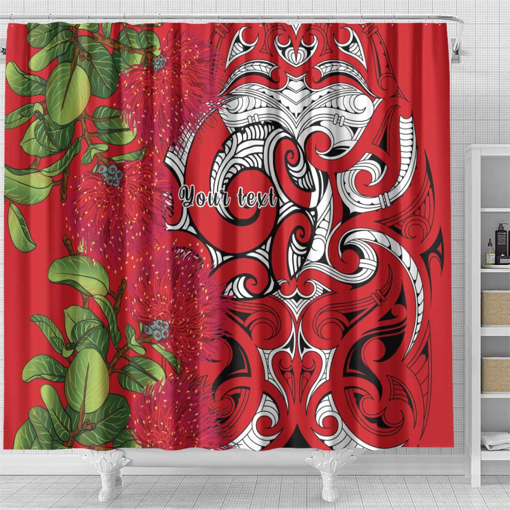 Personalised New Zealand Koru Pohutukawa Shower Curtain Meri Kirihimete Aroha for Christmas - Aussie Hoodie