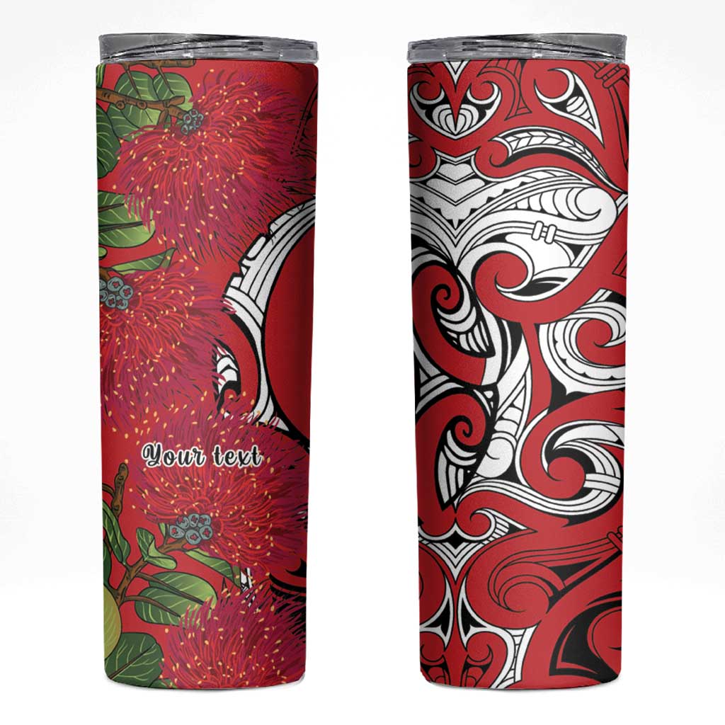 Personalised New Zealand Koru Pohutukawa Skinny Tumbler Meri Kirihimete Aroha for Christmas - Aussie Hoodie